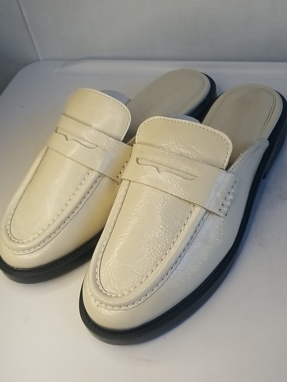 Steve Madden Cream Slip-On Penny Loafer Mules